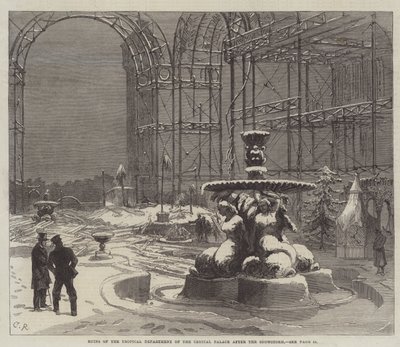 Ruines du département tropical du Crystal Palace après la tempête de neige - Sir John Charles Robinson